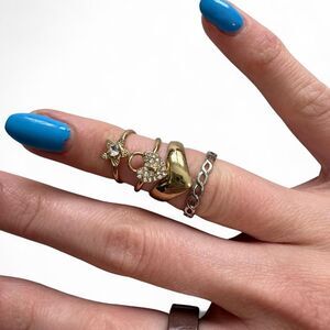 Lot of 4 Brand New Gold & Silver Tone Costume Rings – Sizes 2.5–5.5